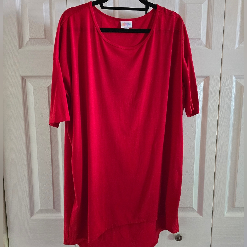 4 Lularoe Irma Shirts.  Navy, Black, Red And Green. See Individual Listings